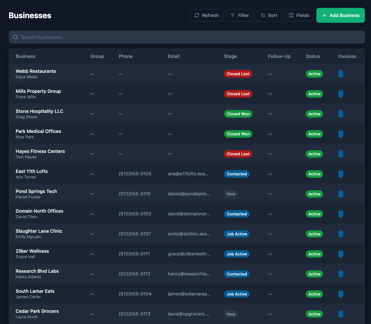 Client and business tracking