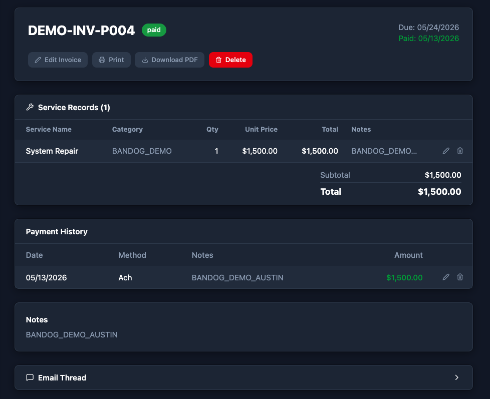 Invoice overview